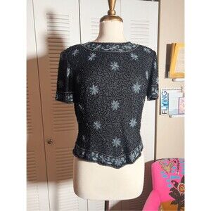 Cote d' Azur Sequined Blouse Size M NYE Ready Statement Piece Vintage Top